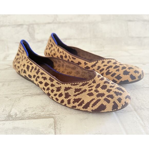 Rothys The Flat Animal Print Shoes Round Toe Eco Friendly Knit Comfort Sz 11 - Picture 2 of 8